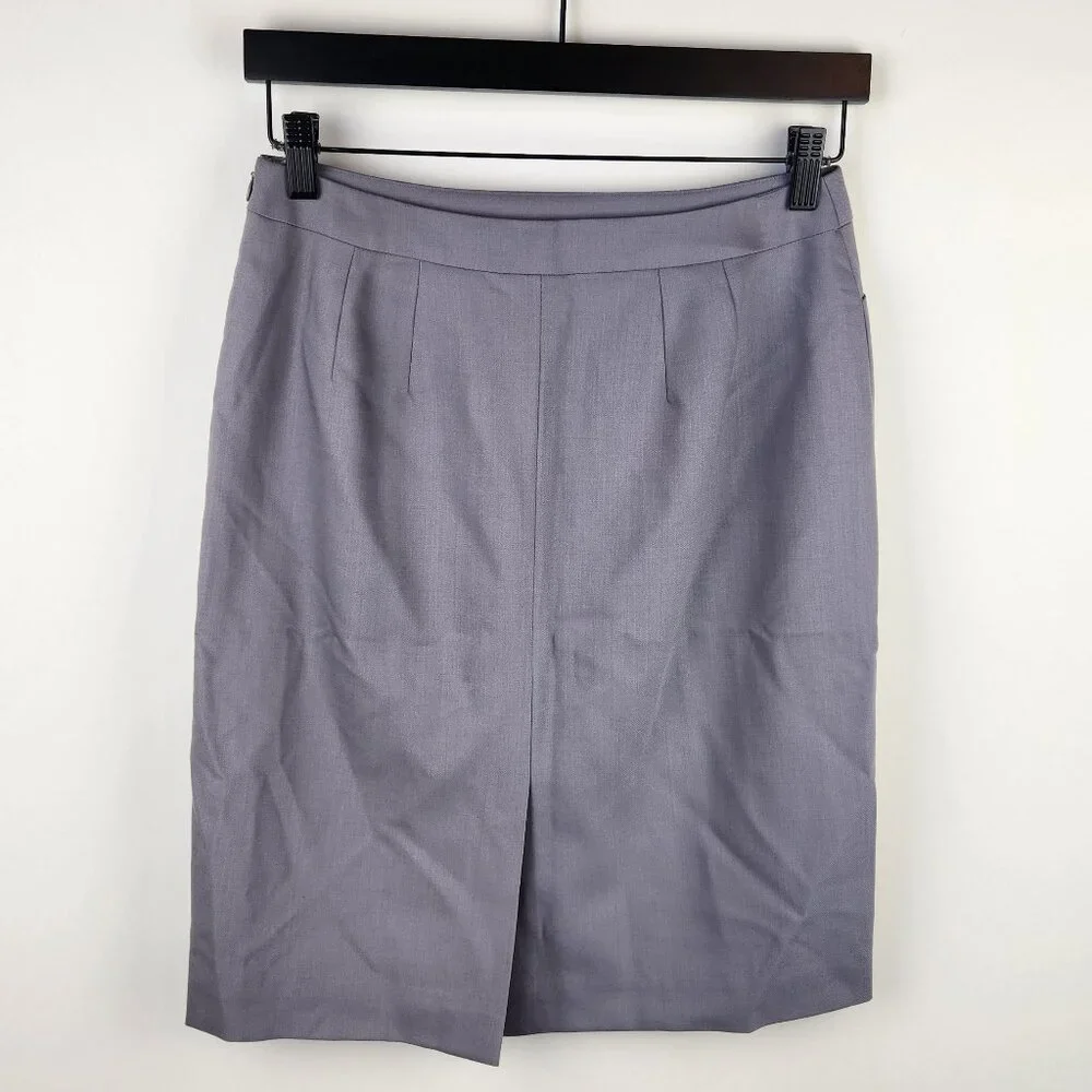 NWT Talbots Italian Wool Stretch Mini Pencil Skirt Gray sz 4P